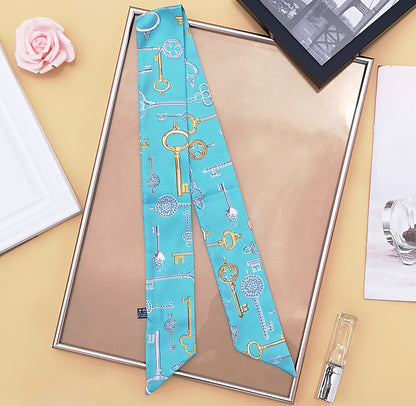 Key Printed Skinny Scarf | Bag Handle | Bag Accessories | Hair Ribbon Headband | Neck Scarf