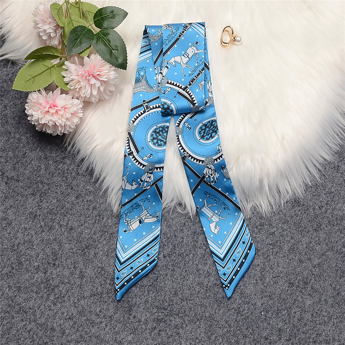 Horse Cloaks Printed Skinny Scarf | Bag Handle | Bag Accessories | Hair Ribbon Headband | Neck Scarf