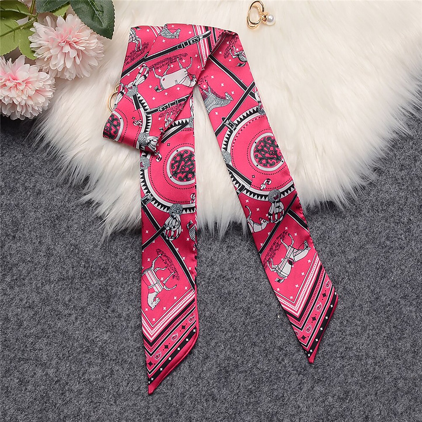 Horse Cloaks Printed Skinny Scarf | Bag Handle | Bag Accessories | Hair Ribbon Headband | Neck Scarf