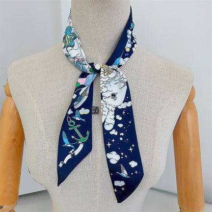 Fish Printed Skinny Scarf | Bag Handle | Bag Accessories | Hair Ribbon Headband | Neck Scarf