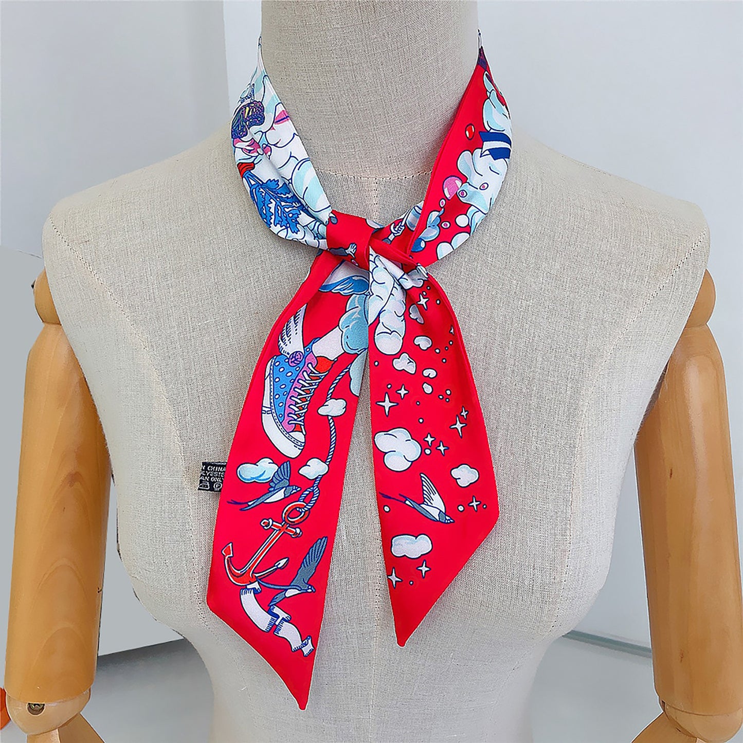 Fish Printed Skinny Scarf | Bag Handle | Bag Accessories | Hair Ribbon Headband | Neck Scarf