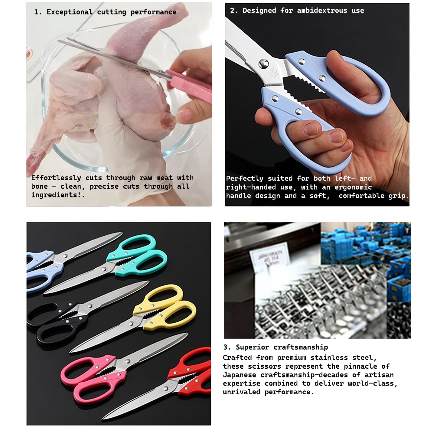 Tanaka Kitchen Shears Heavy Duty Japanese Stainless Steel 강주은 주방가위 | Multipurpose Kitchen Scissors Diamond Cut Japan Scissors 타나카 방산시장 깡스가위