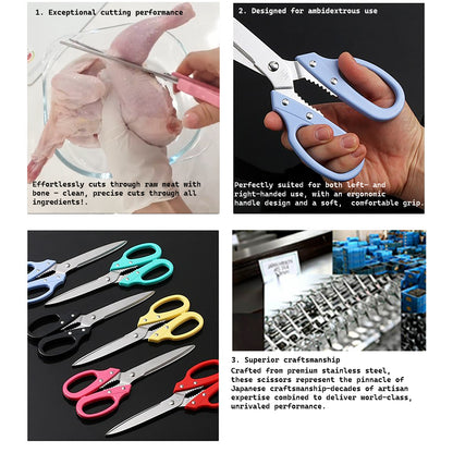 Tanaka Kitchen Shears Heavy Duty Japanese Stainless Steel 강주은 주방가위 | Multipurpose Kitchen Scissors Diamond Cut Japan Scissors 타나카 방산시장 깡스가위