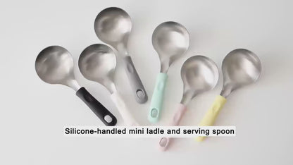 Korean Serving Spoon Stainless Steel Ladle 먹방 스푼 미니 국자 | Mukbang Spoon Multipurpose Ladle Silicone handle Serving Cooking Ladle 서빙스푼 전현무 국자