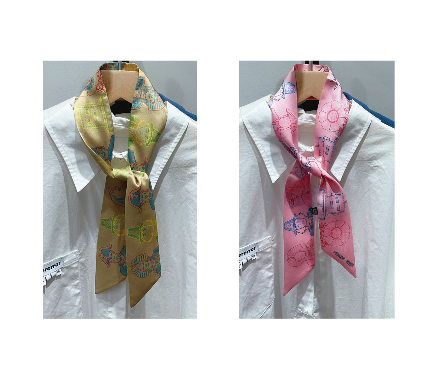 Human Robot Printed Skinny Scarf | Bag Handle | Bag Charm | Hair Ribbon Headband | Neck Scarf