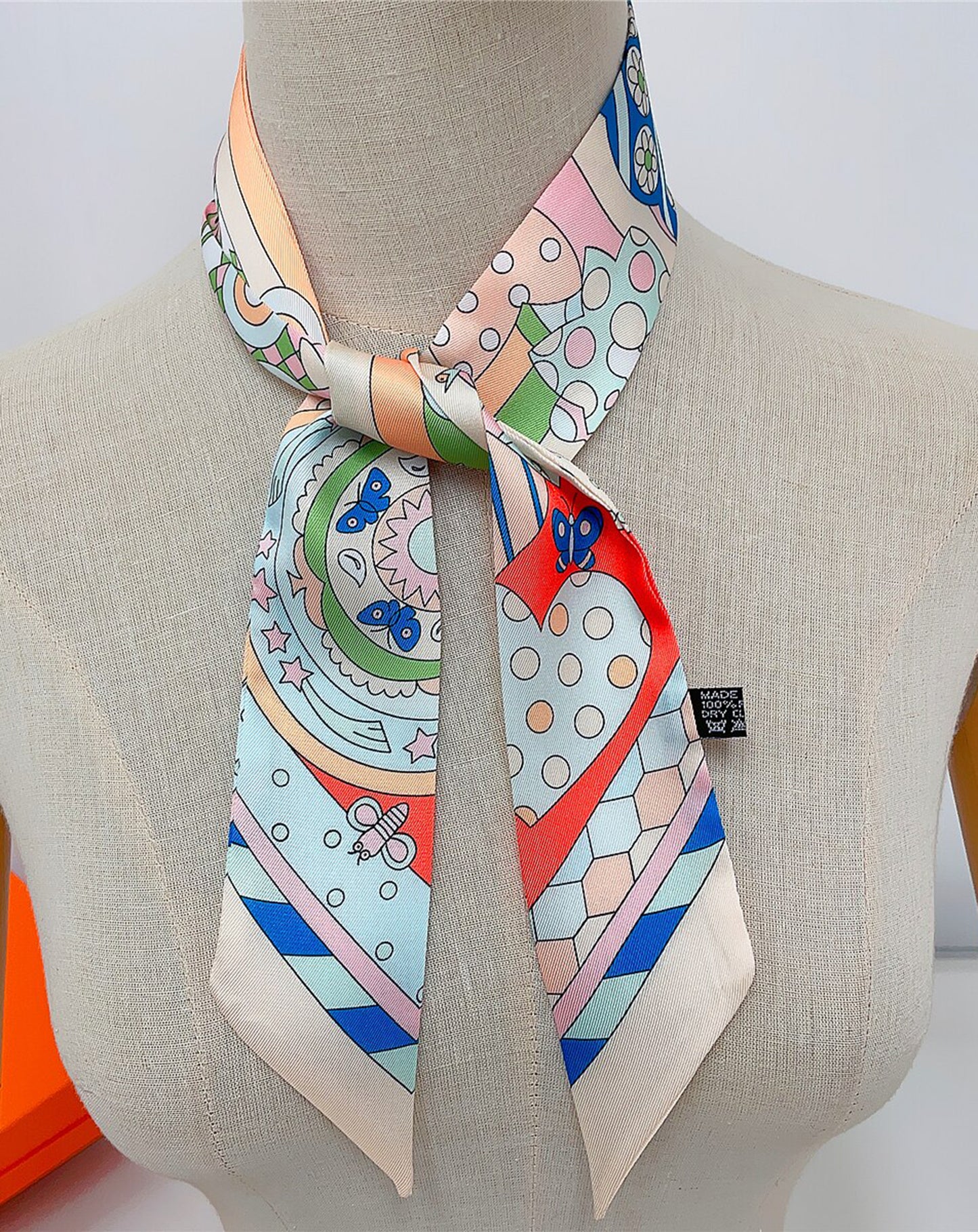 Heart Butterfly Owl Printed Skinny Scarf | Bag Handle | Bag Accessories | Hair Ribbon Headband | Neck Scarf