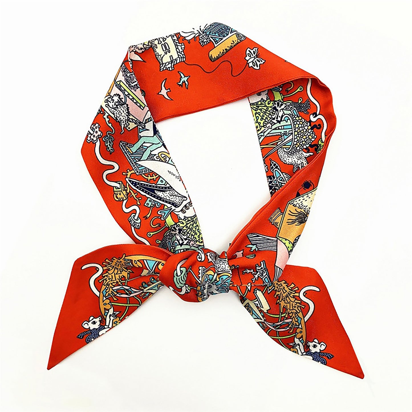 Pierrot Printed Skinny Scarf | Bag Handle | Bag Charm | Hair Ribbon Headband | Neck Scarf