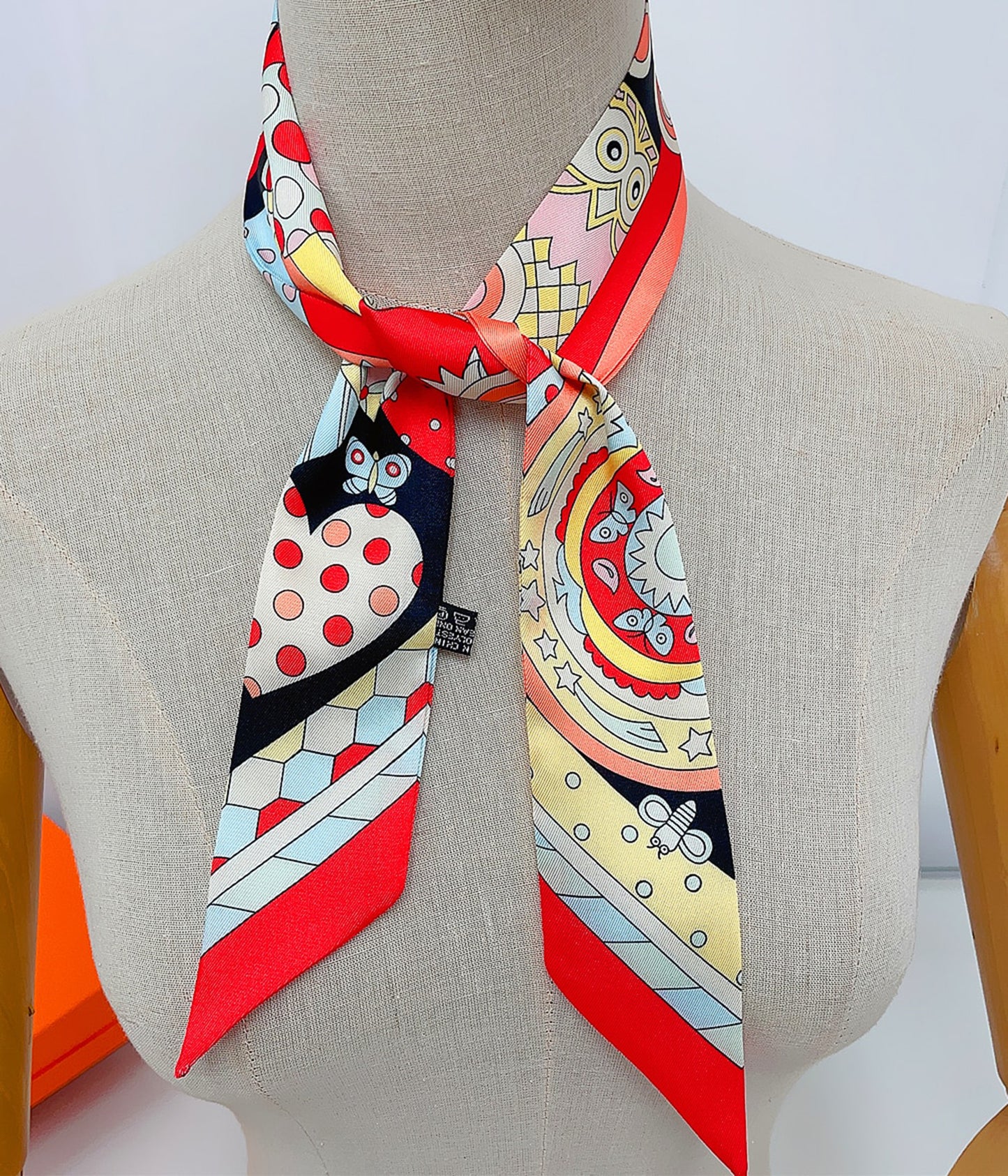 Heart Butterfly Owl Printed Skinny Scarf | Bag Handle | Bag Accessories | Hair Ribbon Headband | Neck Scarf