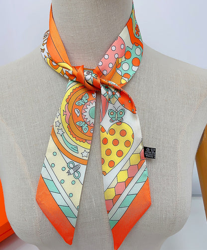 Heart Butterfly Owl Printed Skinny Scarf | Bag Handle | Bag Accessories | Hair Ribbon Headband | Neck Scarf