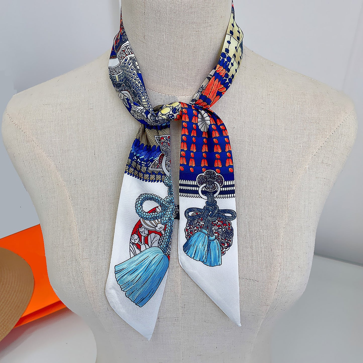 Armor Printed Skinny Scarf | Bag Handle | Bag Charm | Hair Ribbon Headband | Neck Scarf