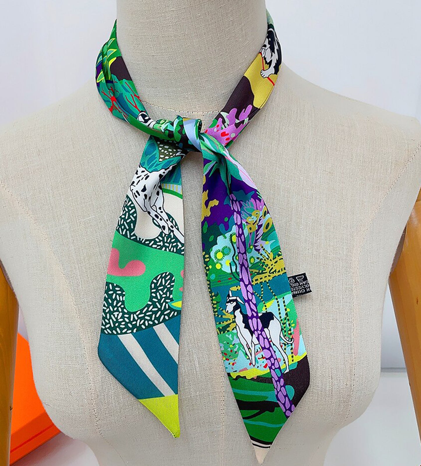 Dog Printed Skinny Scarf | Bag Handle | Bag Accessories | Bag Charm | Hair Ribbon Headband | Neck Scarf