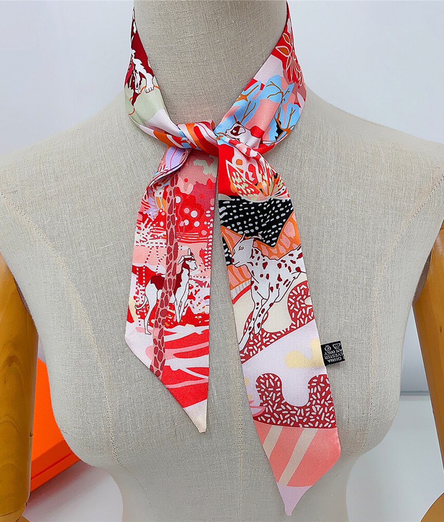 Dog Printed Skinny Scarf | Bag Handle | Bag Accessories | Bag Charm | Hair Ribbon Headband | Neck Scarf