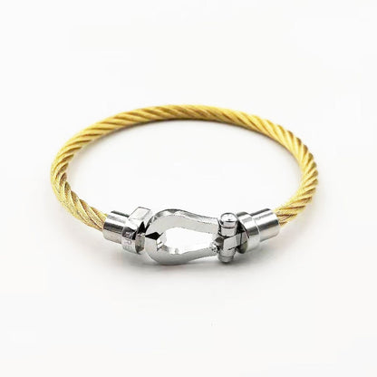 Horseshoe Buckle Knot Cable Wire Braided Bracelet | Stainless Steel Rope wire Bracelet | Anchor buckle Couple bracelet