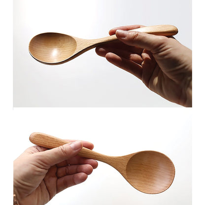 Korean Mukbang Spoon Chopsticks 2 Set Wood Ramen Udon 먹방 스푼 대왕 수저 | Extra Large Spoon and Chopsticks Set, Natural Wood Utensil 2 Set Korean Japanese Tableware 먹방 점보 수저 젓가락 국자