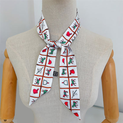 Horse riding Printed Skinny Scarf | Bag Handle | Bag Accessories | Hair Ribbon Headband | Neck Scarf