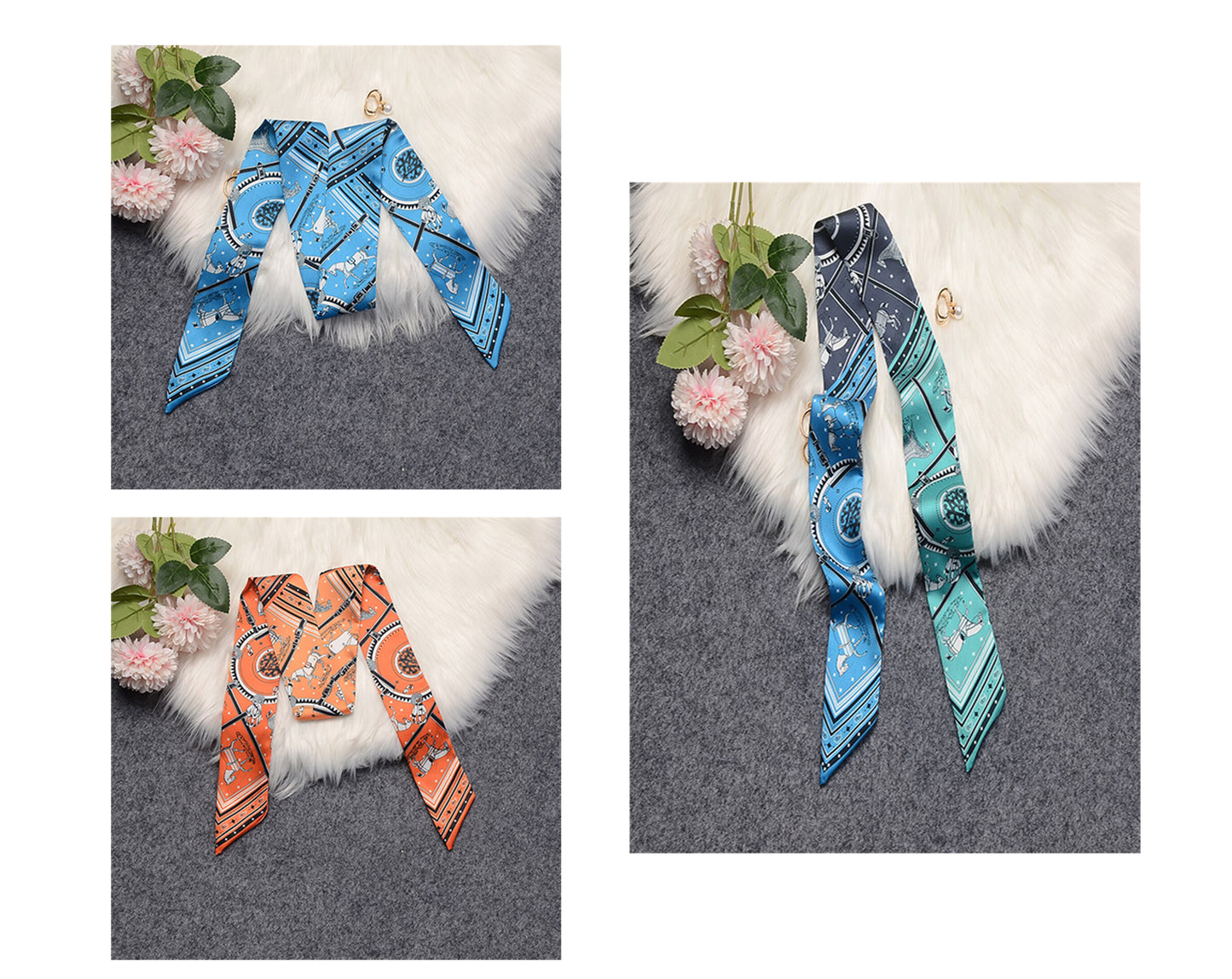 Horse Cloaks Printed Skinny Scarf | Bag Handle | Bag Accessories | Hair Ribbon Headband | Neck Scarf