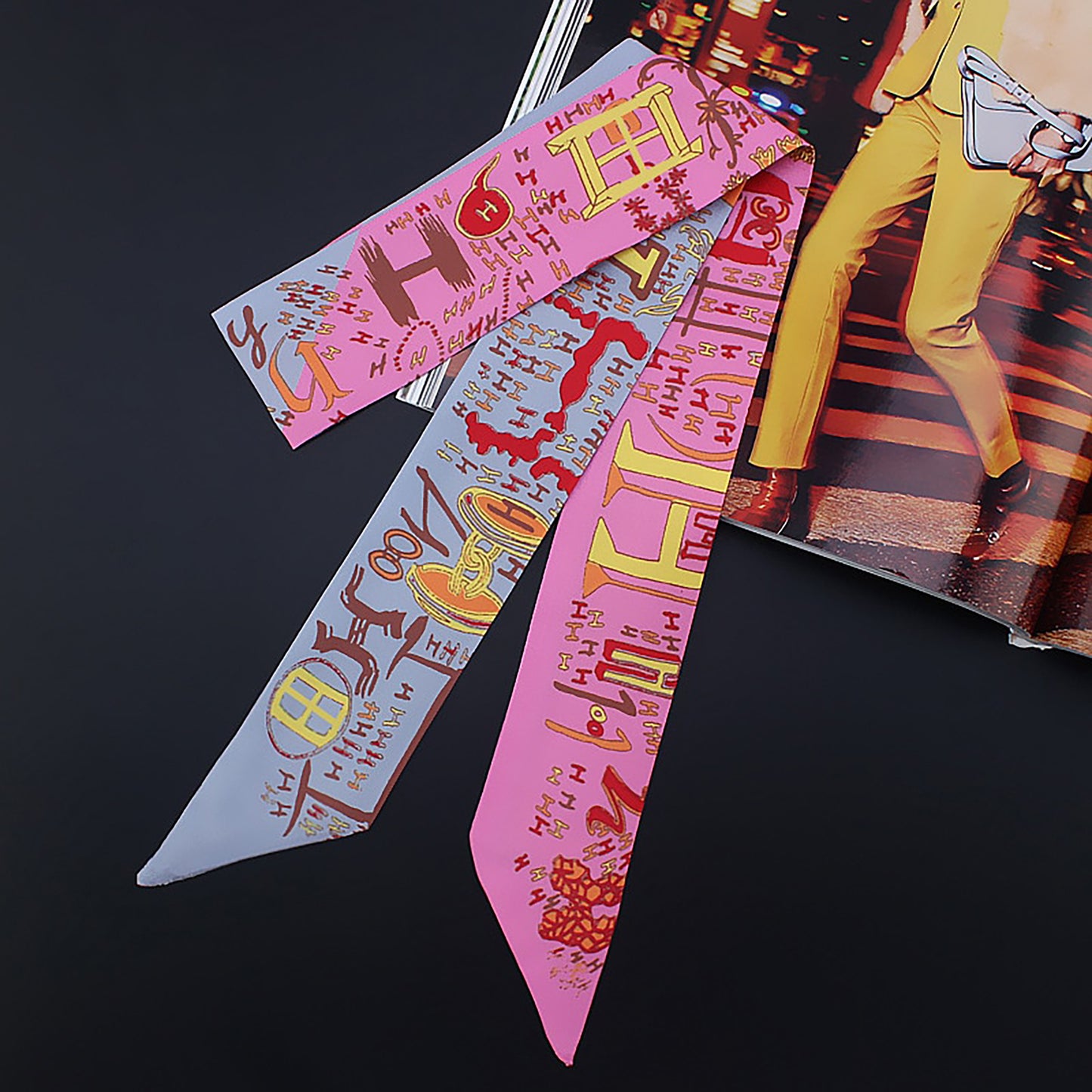 Letter Printed Skinny Scarf | Bag Handle | Bag Accessories | Hair Ribbon Headband | Neck Scarf